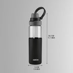MILTON Navi 800 2-in-1 Lid Sip or Gulp Water Bottle 800 ml | Sturdy Handle I BPA Free| Food-Grade | One-Touch Open | Leak-Proof | Ideal for Office, School, College, Gym, Black