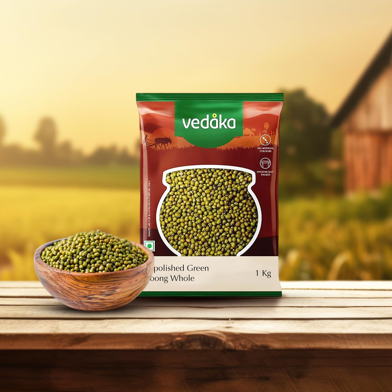 Vedaka Unpolished Green Moong Whole (Sabut) | 1 Kg