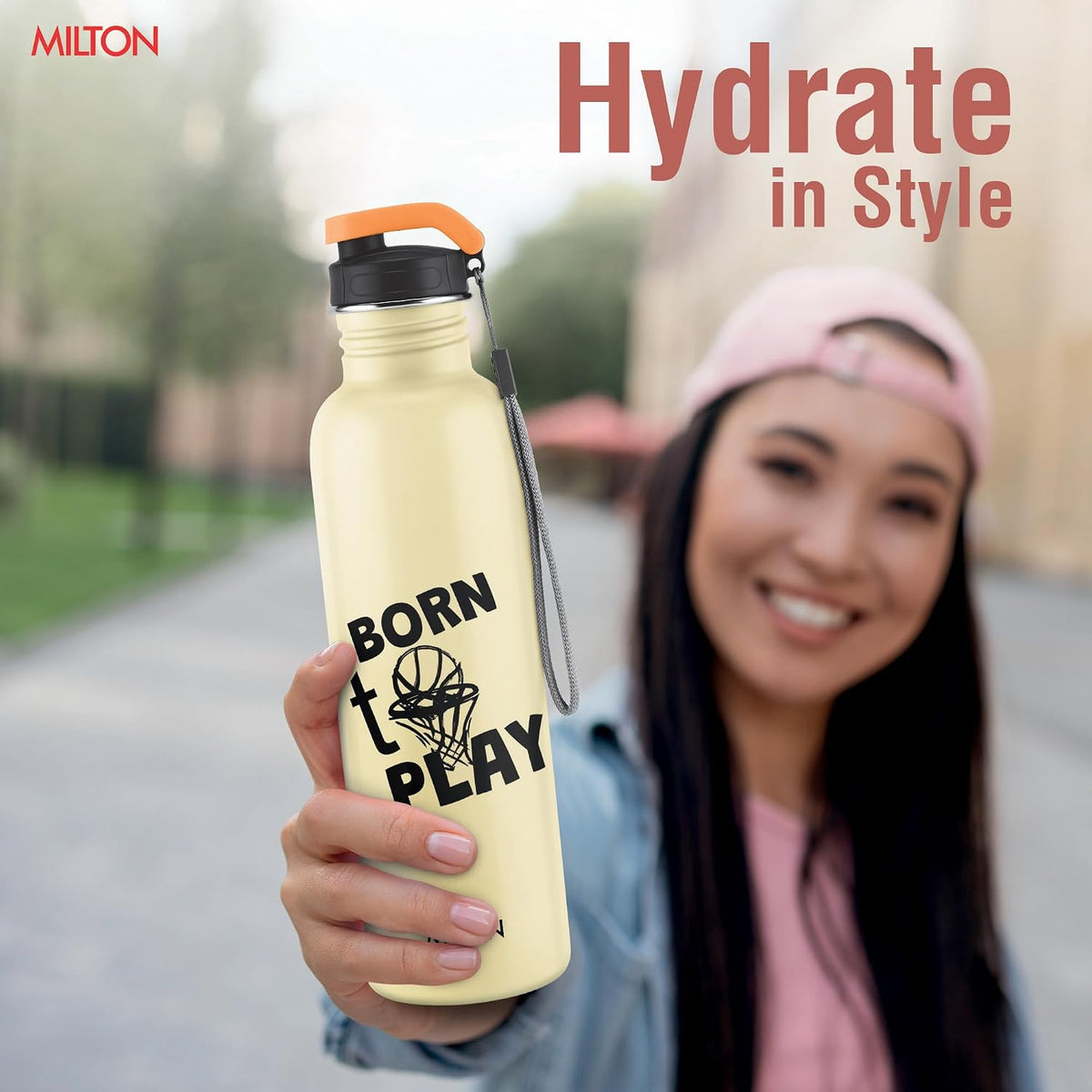 MILTON Marine 900 Stainless Steel Water Bottle, 2 Leakproof Lid, Single Walled, ISI Certified I For School, Office, Gym I 880 ml, Ivory