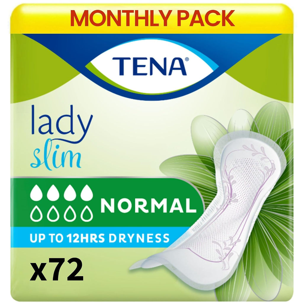 TENA Lady Normal Pads for Medium Bladder Weakness | 72 Pcs | Upto 12 hrs Dryness | Incontinence Pads Women | 27.7 Cm Long | Discreet & Secure | World's Leading Incontinence Brand