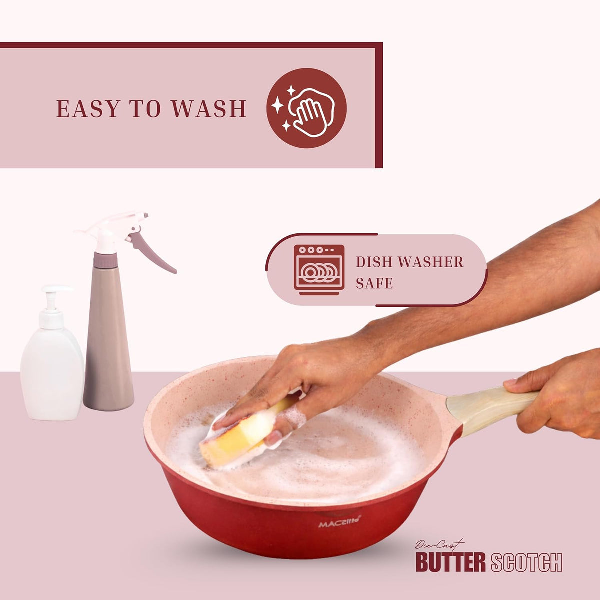 MACclite Butter Scotch Die Cast Non Stick Sauce Pan 18 cm Dia 2.0 Liter,Tea,Milk,Maggie Nonstick Sauce Pan with 5 Layer Coating,Gas & Induction Stove Friendly,Dishwasher Safe