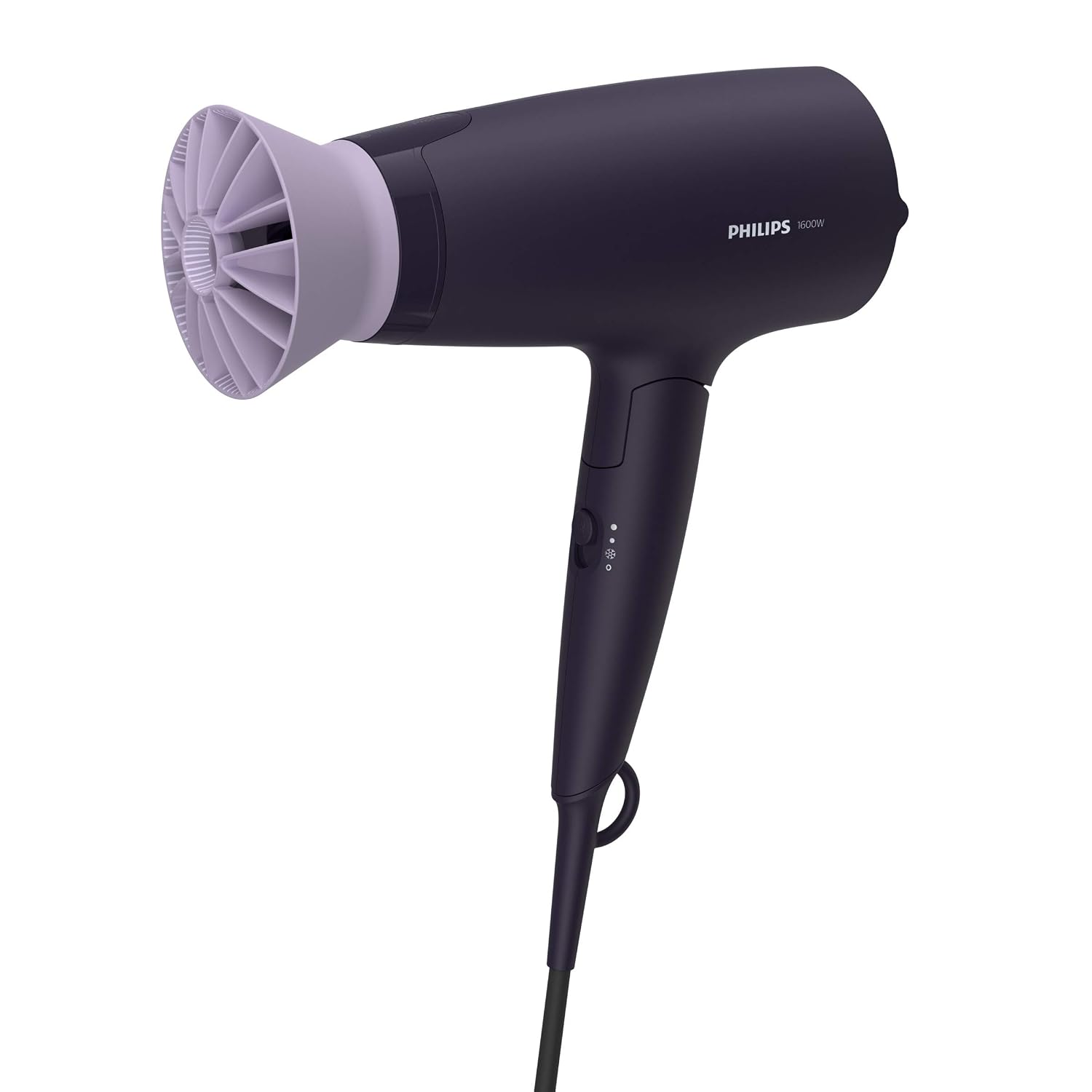 Philips Hair Dryer BHD318/00 1600 Watts Thermoprotect AirFlower Advanced Ionic Care 3 Heat & Speed Settings to Give Frizz Free Shiny Hair-Purple & HP8302 Selfie Straightener (Black)