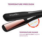 Ikonic Professional Gleam Pro Hair Straightener For Women, 1.5 Inch Titanium Rose Gold Floating Plates,Digital Temperature Control 150°C-230°C , Instant Heat-Up , Auto Shut-Off Safety, Professional Salon Hair Styling Tool, Black