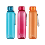CELLO My Tag PET Water Bottle | 100% food grade | Leak proof and Break proof | Wide Mouth & Leakproof | Break proof & Food Grade Pet Bottle |1000ml | Set of 3, Assorted