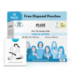 Plush Ultra-Thin Sanitary Napkins for Women, 25 Pcs | Super Absorbent Heavy Flow XXL Pads + 4 Panty Liners | 100% Rash-Free | Pure U.S. Cotton XXL Sanitary Pads