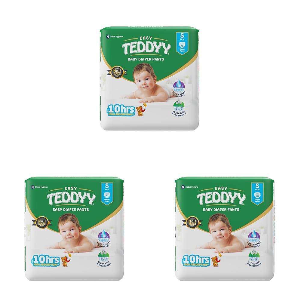 TEDDYY Easy Baby S Size Diaper Pant Style | 78 Count (Small) | 4–8 kg (Pack of 3)