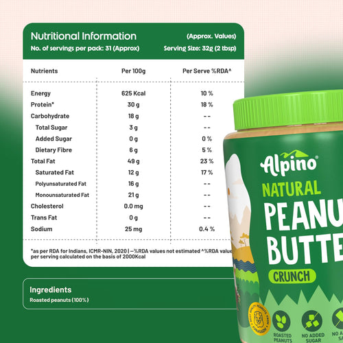 ALPINO Natural Peanut Butter Crunch 1kg (Pack of 2)