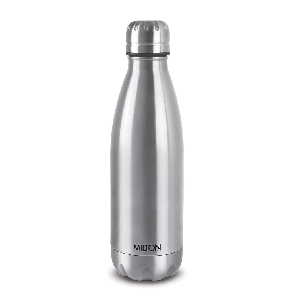Milton Duo DLX 750 Thermosteel 700 ml Water Bottle, 24 Hr Hot and Cold I Leak Proof Lid, ISI Certified I Vacuum Insulated I for Office, Gym, School I Silver