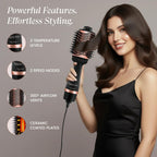 Urban Yog MakeMeeBold Hot Air Brush & Automatic Hair Curler | 2-in-1 Hair Dryer & Straightener Brush with 3 Temp, 2 Speed Settings, 360° Airflow