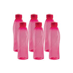 CELLO Texas PET Bottle | Leak Proof and Break Proof | Perfect for School, College, Work, and Outdoor Adventures Water Bottle | 1 Litre, Set of 6 | Pink