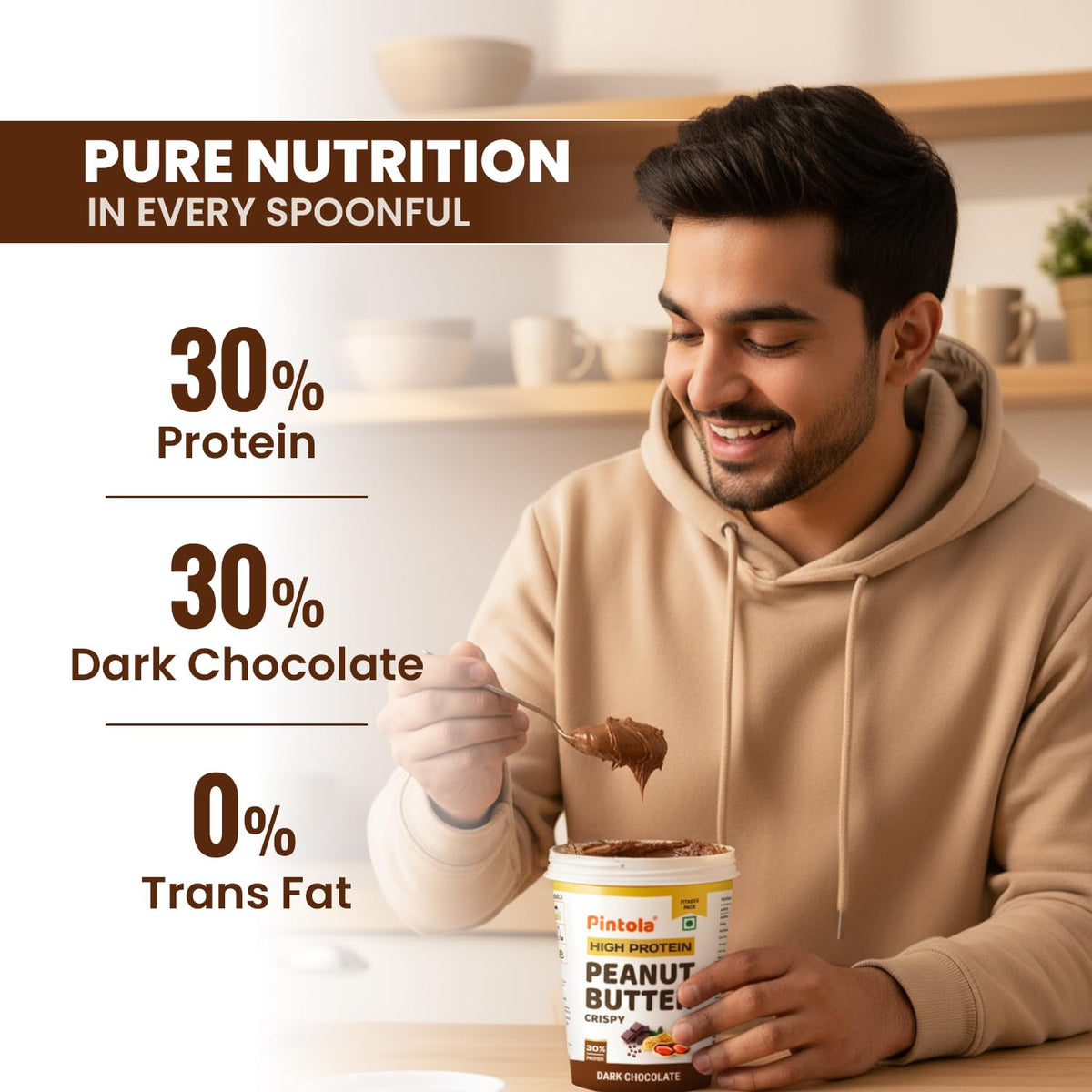 Pintola High Protein Dark Chocolate Peanut Butter (Crispy, 510g)