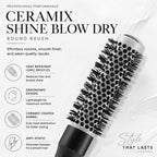 VEGA PROFESSIONAL Ceramix Shine Blow Dry Round Hair Brush 43mm | Black Hair Styling & Blow Dry Brush for Men & Women | Smooth Ceramic Bristles for Salon & Home Use | Anti-Static Hair Brush (VPPHB-03)