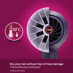 Philips Hair Dryer BHD318/00 1600 Watts Thermoprotect AirFlower Advanced Ionic Care 3 Heat & Speed Settings to Give Frizz Free Shiny Hair-Purple & HP8302 Selfie Straightener (Black)