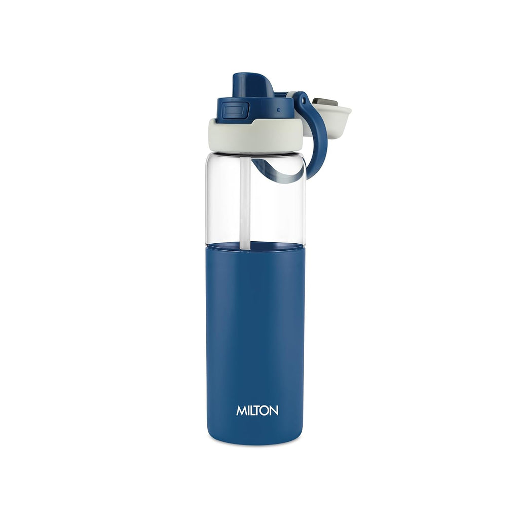 MILTON Navi 800 2-in-1 Lid Sip or Gulp Water Bottle 800 ml | Sturdy Handle I BPA Free| Food-Grade | One-Touch Open | Leak-Proof | Ideal for Office, School, College, Gym, Blue