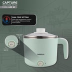 Havells Capture 1.2 L Multi-Cook Electric Kettle with Steamer | 650W |304 Stainless Steel Inner Body|Cooks Noodles, Rice, Milk