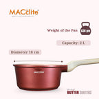 MACclite Butter Scotch Die Cast Non Stick Sauce Pan 18 cm Dia 2.0 Liter,Tea,Milk,Maggie Nonstick Sauce Pan with 5 Layer Coating,Gas & Induction Stove Friendly,Dishwasher Safe