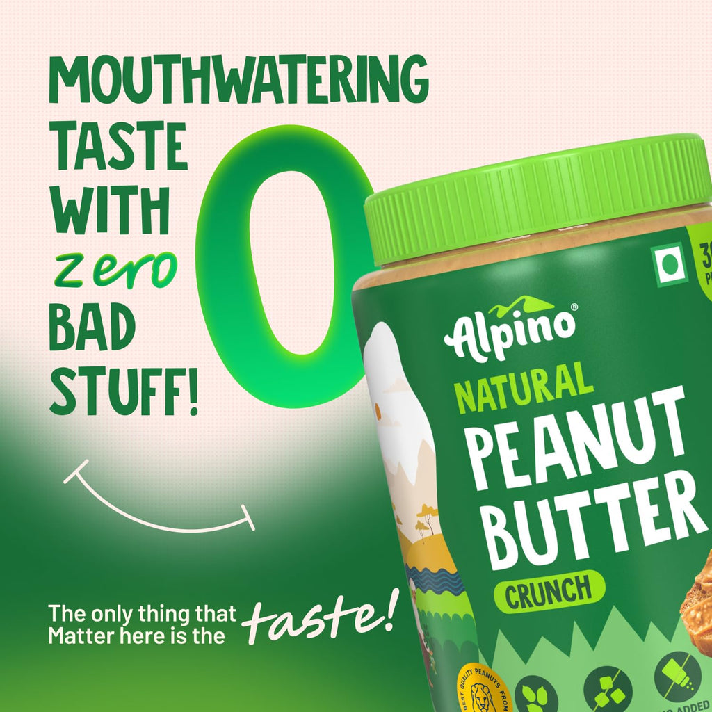 ALPINO Natural Peanut Butter Crunch 1kg (Pack of 2)