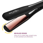 Ikonic Professional Gleam Pro Hair Straightener For Women, 1.5 Inch Titanium Rose Gold Floating Plates,Digital Temperature Control 150°C-230°C , Instant Heat-Up , Auto Shut-Off Safety, Professional Salon Hair Styling Tool, Black
