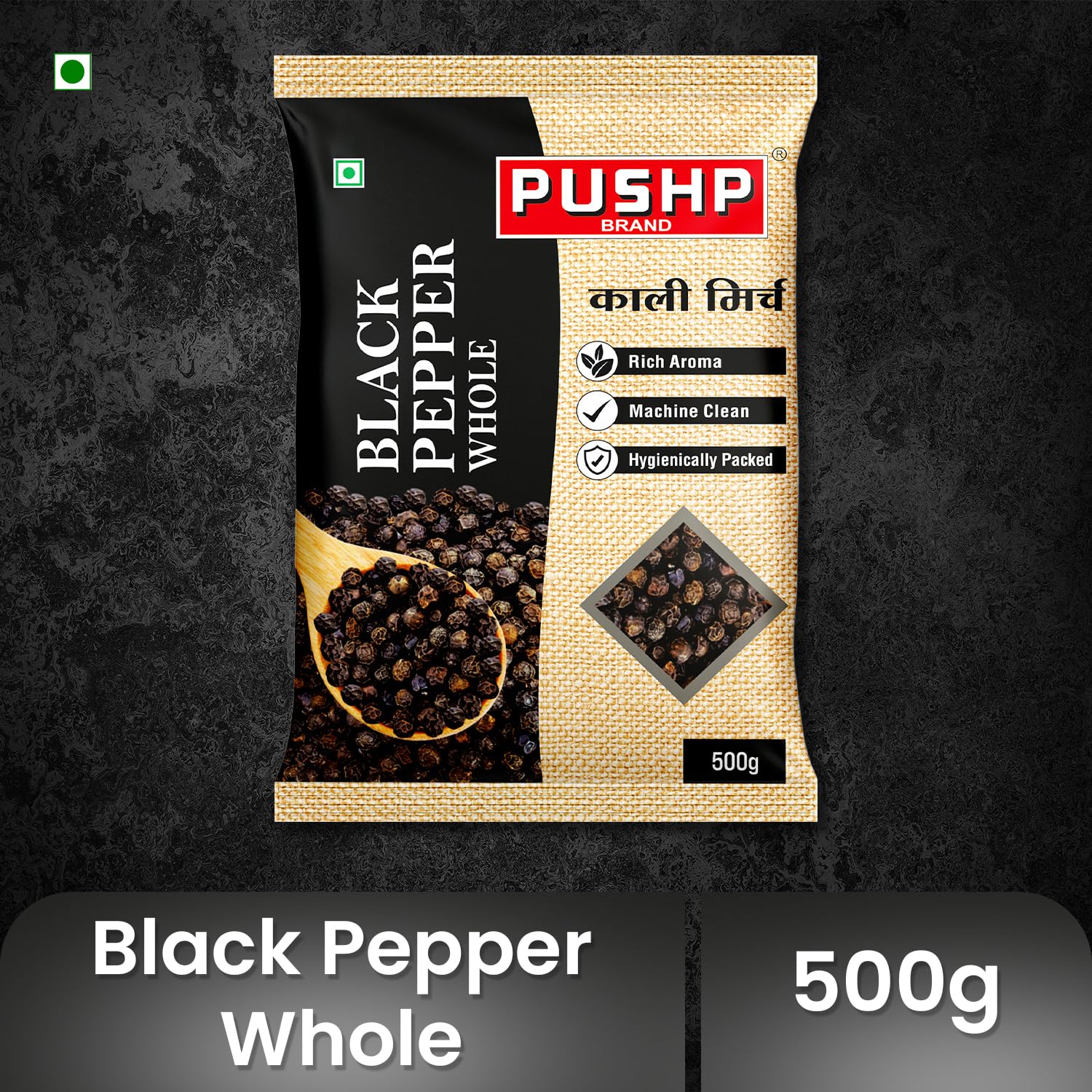 Pushp Brand Whole Black Pepper (Kali Mirch) 50g