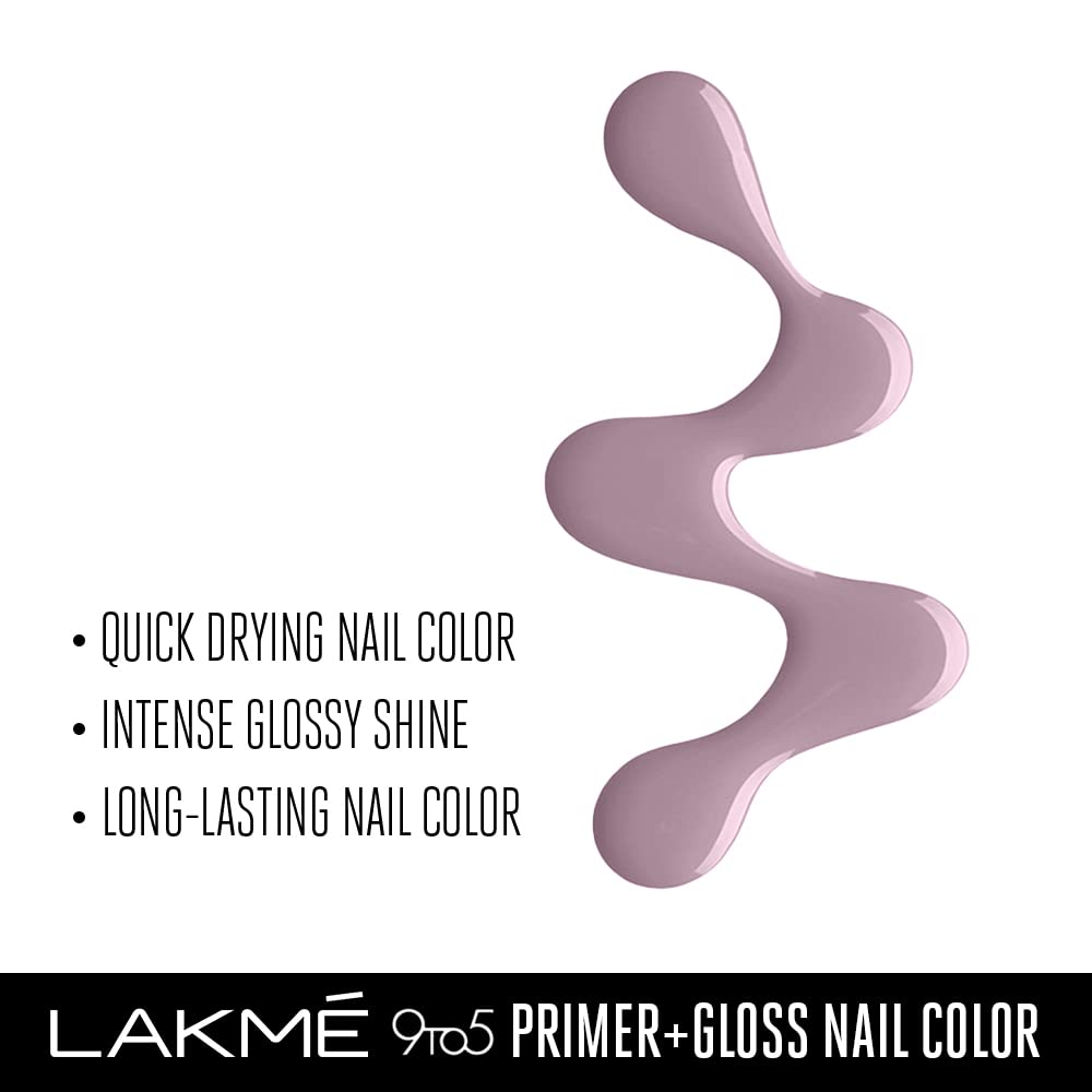 LAKMÉ 9 To 5 Primer + Glossy Finish Nail Colour|| Greycloud|| 6Ml