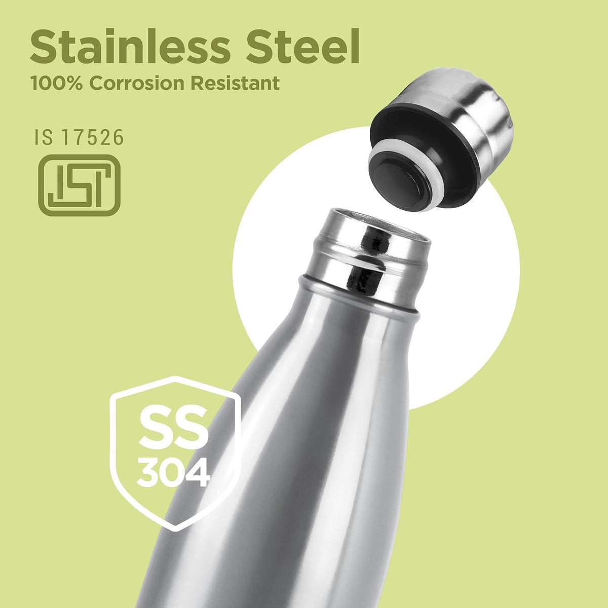 Milton Duo DLX 750 Thermosteel 700 ml Water Bottle, 24 Hr Hot and Cold I Leak Proof Lid, ISI Certified I Vacuum Insulated I for Office, Gym, School I Silver