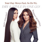 Urban Yog MakeMeeBold Hot Air Brush & Automatic Hair Curler | 2-in-1 Hair Dryer & Straightener Brush with 3 Temp, 2 Speed Settings, 360° Airflow