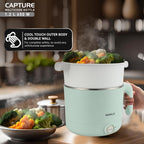 Havells Capture 1.2 L Multi-Cook Electric Kettle with Steamer | 650W |304 Stainless Steel Inner Body|Cooks Noodles, Rice, Milk