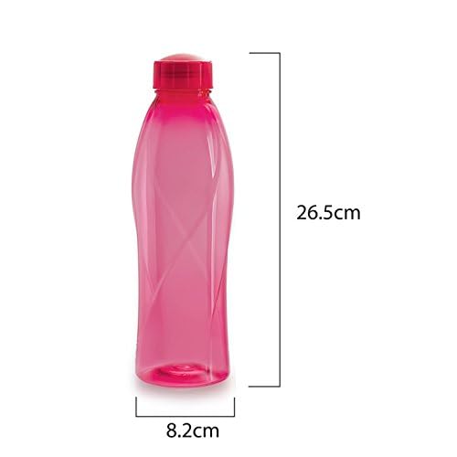 CELLO Texas PET Bottle | Leak Proof and Break Proof | Perfect for School, College, Work, and Outdoor Adventures Water Bottle | 1 Litre, Set of 6 | Pink