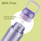 MILTON Aston 700 BPA & BPS-Free Water Bottle 700 ml| Food-Grade Plastic | One-Click Open | Leak-Proof | Sip & Gulp Lid I Ideal for Office, School, College, Gym, Purple