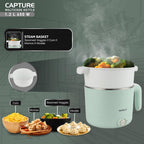 Havells Capture 1.2 L Multi-Cook Electric Kettle with Steamer | 650W |304 Stainless Steel Inner Body|Cooks Noodles, Rice, Milk