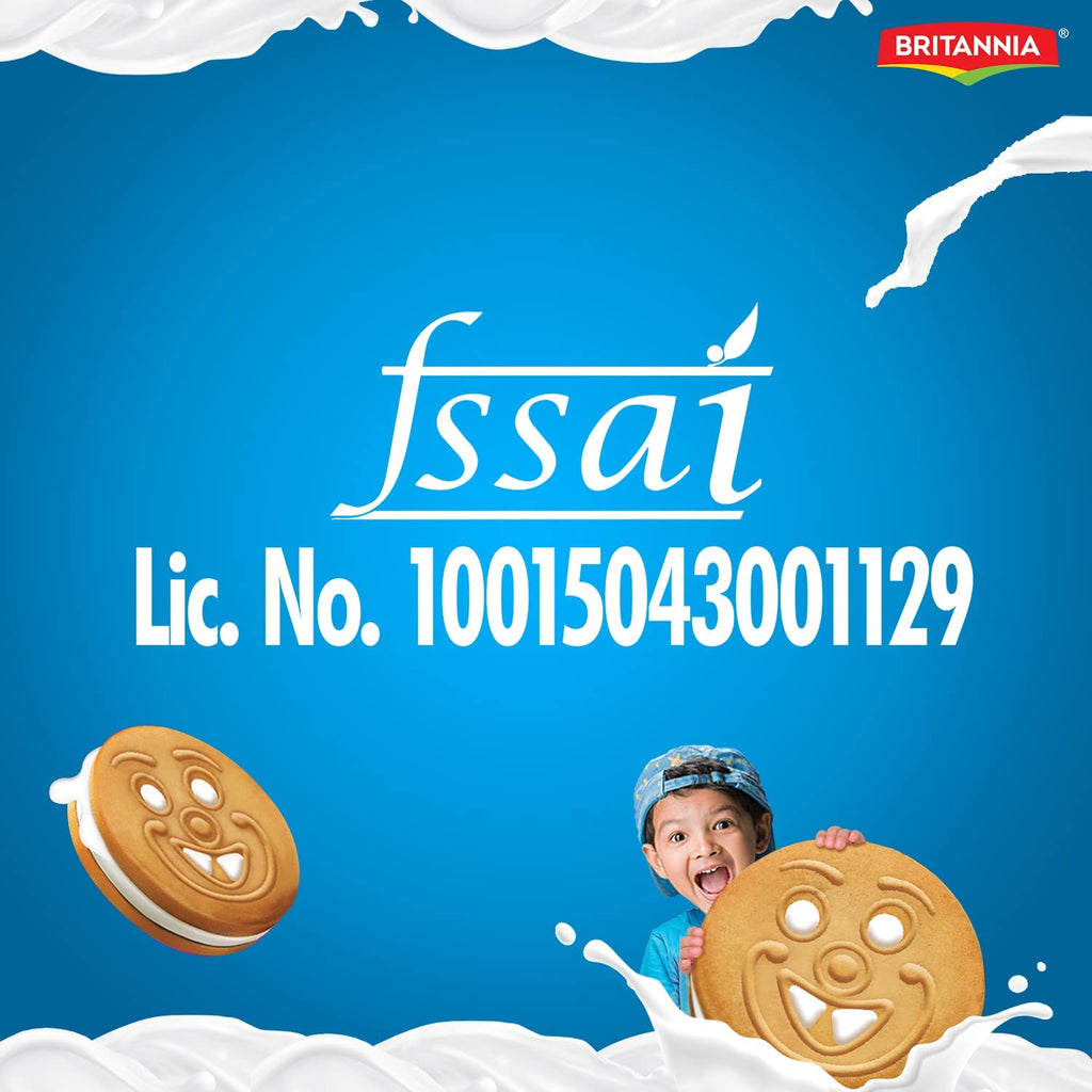 Britannia Milk Bikis Milky Sandwich Cream Biscuits 188 gram