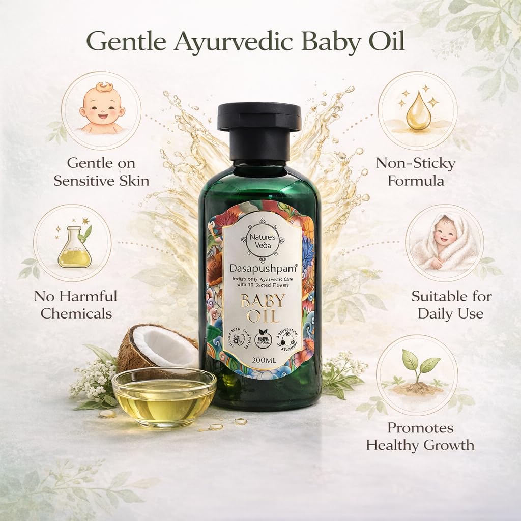 Nature's Veda Dasapushpam Baby Massage Oil for Newborn