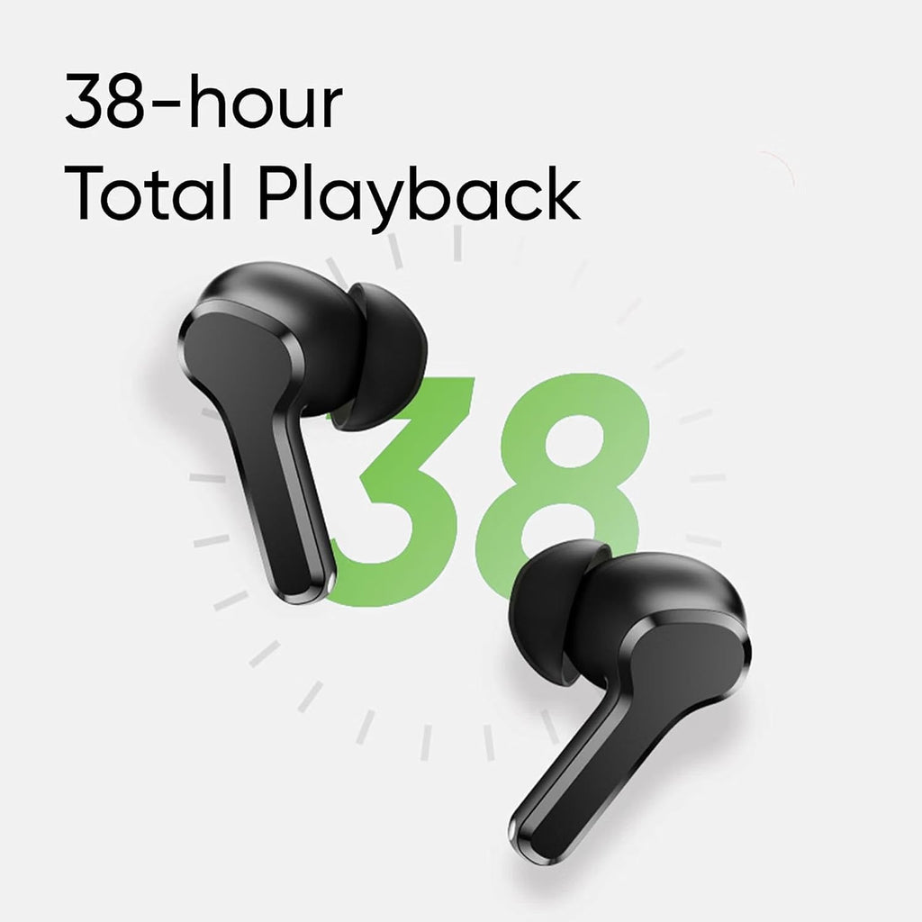 realme Wireless Earbuds with AI ENC Noise Cancellation for Calls, Titanium-Plated Composite Dome Diaphragms, Up to 38 Hours Total Playback, Bluetooth True Wireless Earbuds with Charging Case