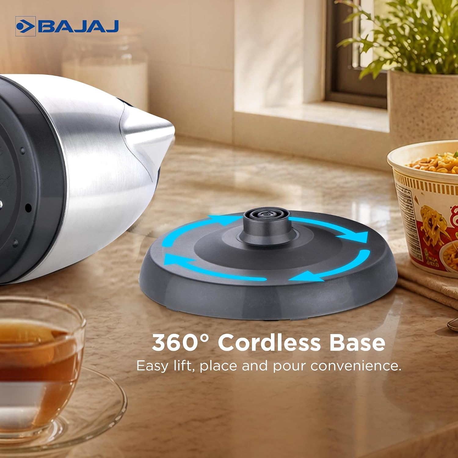 Bajaj KTX 1.2 Litre DLX Electric Kettle | 1350W Kettle With Stainless Steel Body | Cordless Operation | Auto Shut-Off Mechanism | 2-Yr Warranty 【Silver & Black】 Visit the Bajaj Store