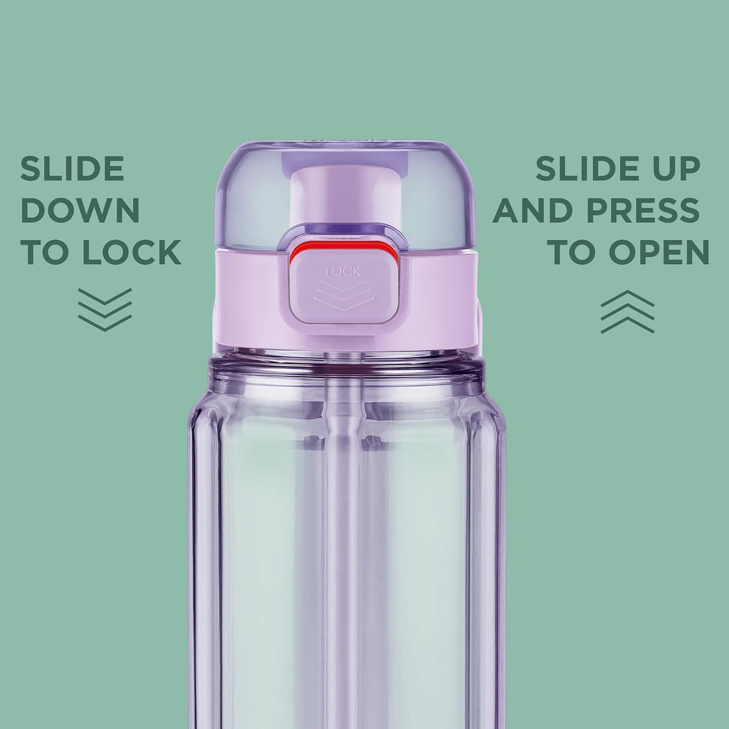 MILTON Aston 700 BPA & BPS-Free Water Bottle 700 ml| Food-Grade Plastic | One-Click Open | Leak-Proof | Sip & Gulp Lid I Ideal for Office, School, College, Gym, Purple