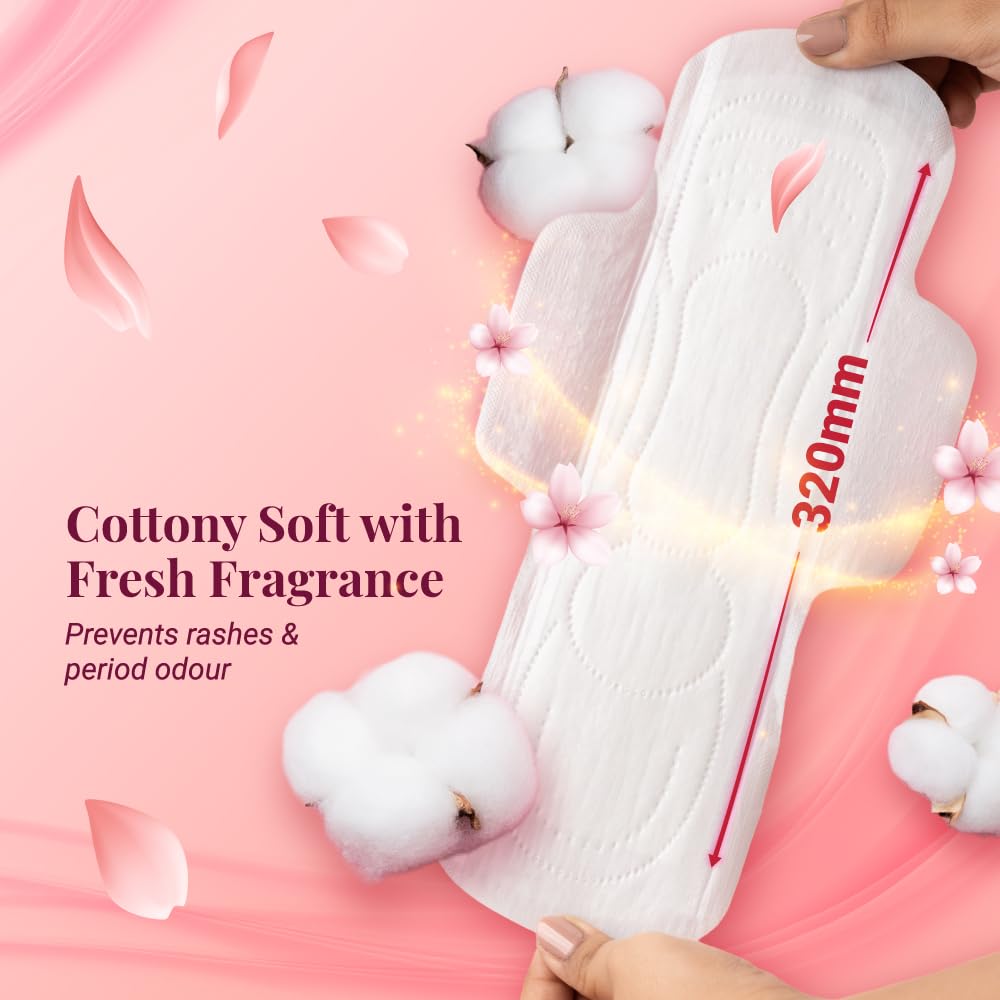 NIINE Naturally Soft Ultra Thin XL+ Sanitary Napkins for Heavy Flow (Pack of 2) 30 Pads with Free Biodegradable Disposal Bags