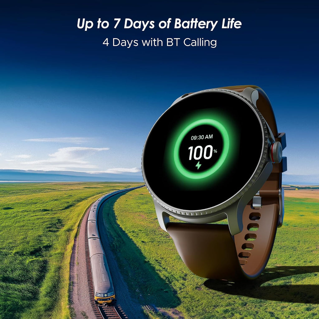 boAt Lunar Discovery – 2026 Edition w/ 1.39" (3.5 cm) HD Display, Bluetooth Calling, Emergency SOS, HR, SpO2 & Sleep Tracking Smart Watch for Men & Women (Brown)