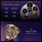boAt Enigma Gem Women's Luxury Smart Watch w/ 1.19” (3.02cm) AMOLED Display, Emergency SOS Live Location Sharing, Female Wellness, Watch Face Studio, BT Calling, Watch for Woman (Rose Gold)