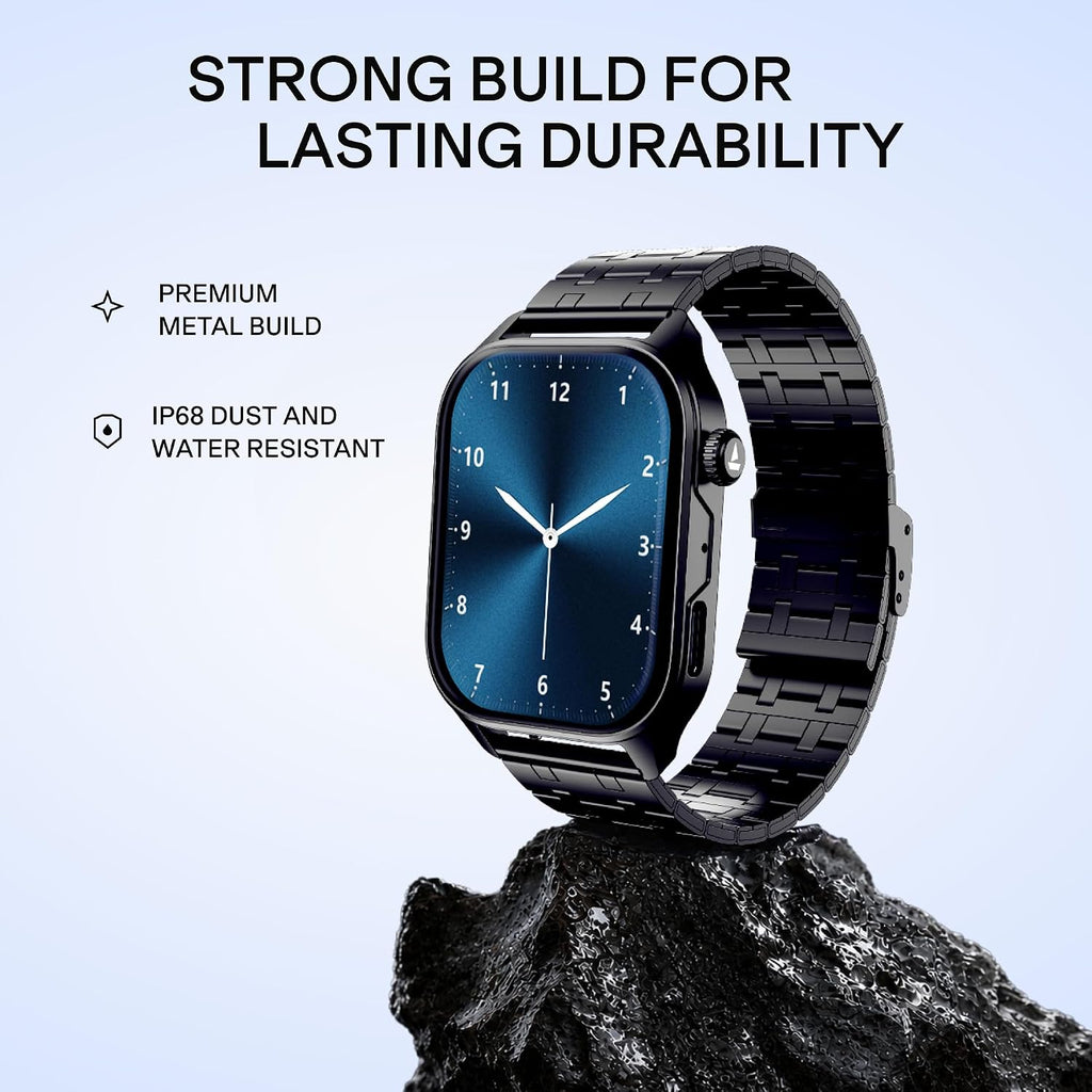 boAt New Launch Ultima Vogue 2, India's First AMOLED Type-C Smartwatch, 1.96" Display, 1000 nits Brightness, Metal Body w/Premium Straps, 10-Days Battery Life, Smartwatch for Men & Women (Steel Black)