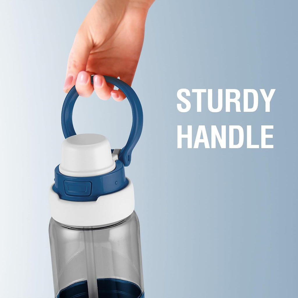 MILTON Navi 800 2-in-1 Lid Sip or Gulp Water Bottle 800 ml | Sturdy Handle I BPA Free| Food-Grade | One-Touch Open | Leak-Proof | Ideal for Office, School, College, Gym, Blue