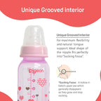 Pigeon Peristaltic Pink Abstract Nursing Bottle Japan's No.1 Brand | Baby Feeding Bottle | Natural Feeding Bottle for Babies | BPA Free Milk Bottle | Clear Baby Bottle 240 ml