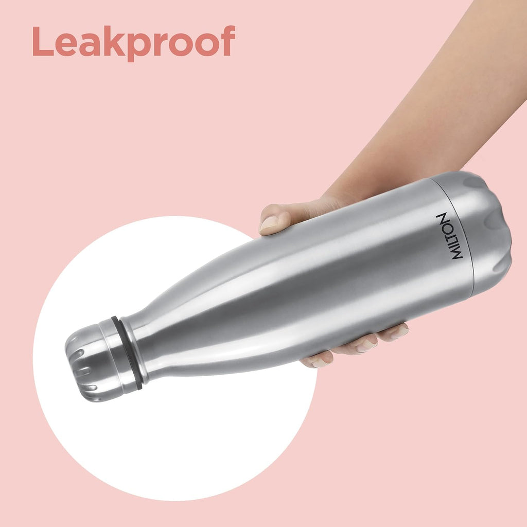 Milton Duo DLX 750 Thermosteel 700 ml Water Bottle, 24 Hr Hot and Cold I Leak Proof Lid, ISI Certified I Vacuum Insulated I for Office, Gym, School I Silver