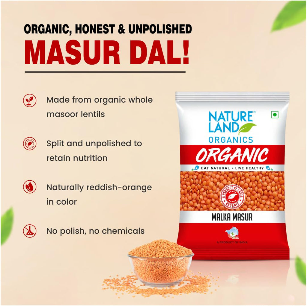 Natureland Organics Malka Masoor Dal/Red Masoor Dal 1 Kg