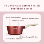 MACclite Butter Scotch Die Cast Non Stick Sauce Pan 18 cm Dia 2.0 Liter,Tea,Milk,Maggie Nonstick Sauce Pan with 5 Layer Coating,Gas & Induction Stove Friendly,Dishwasher Safe