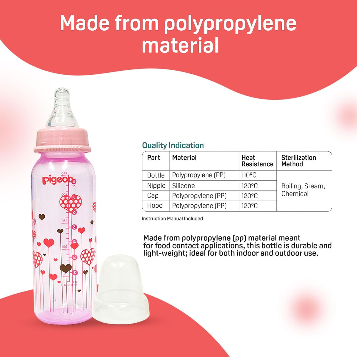 Pigeon Peristaltic Pink Abstract Nursing Bottle Japan's No.1 Brand | Baby Feeding Bottle | Natural Feeding Bottle for Babies | BPA Free Milk Bottle | Clear Baby Bottle 240 ml