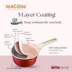 MACclite Butter Scotch Die Cast Non Stick Sauce Pan 18 cm Dia 2.0 Liter,Tea,Milk,Maggie Nonstick Sauce Pan with 5 Layer Coating,Gas & Induction Stove Friendly,Dishwasher Safe