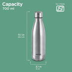 Milton Duo DLX 750 Thermosteel 700 ml Water Bottle, 24 Hr Hot and Cold I Leak Proof Lid, ISI Certified I Vacuum Insulated I for Office, Gym, School I Silver