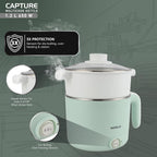 Havells Capture 1.2 L Multi-Cook Electric Kettle with Steamer | 650W |304 Stainless Steel Inner Body|Cooks Noodles, Rice, Milk