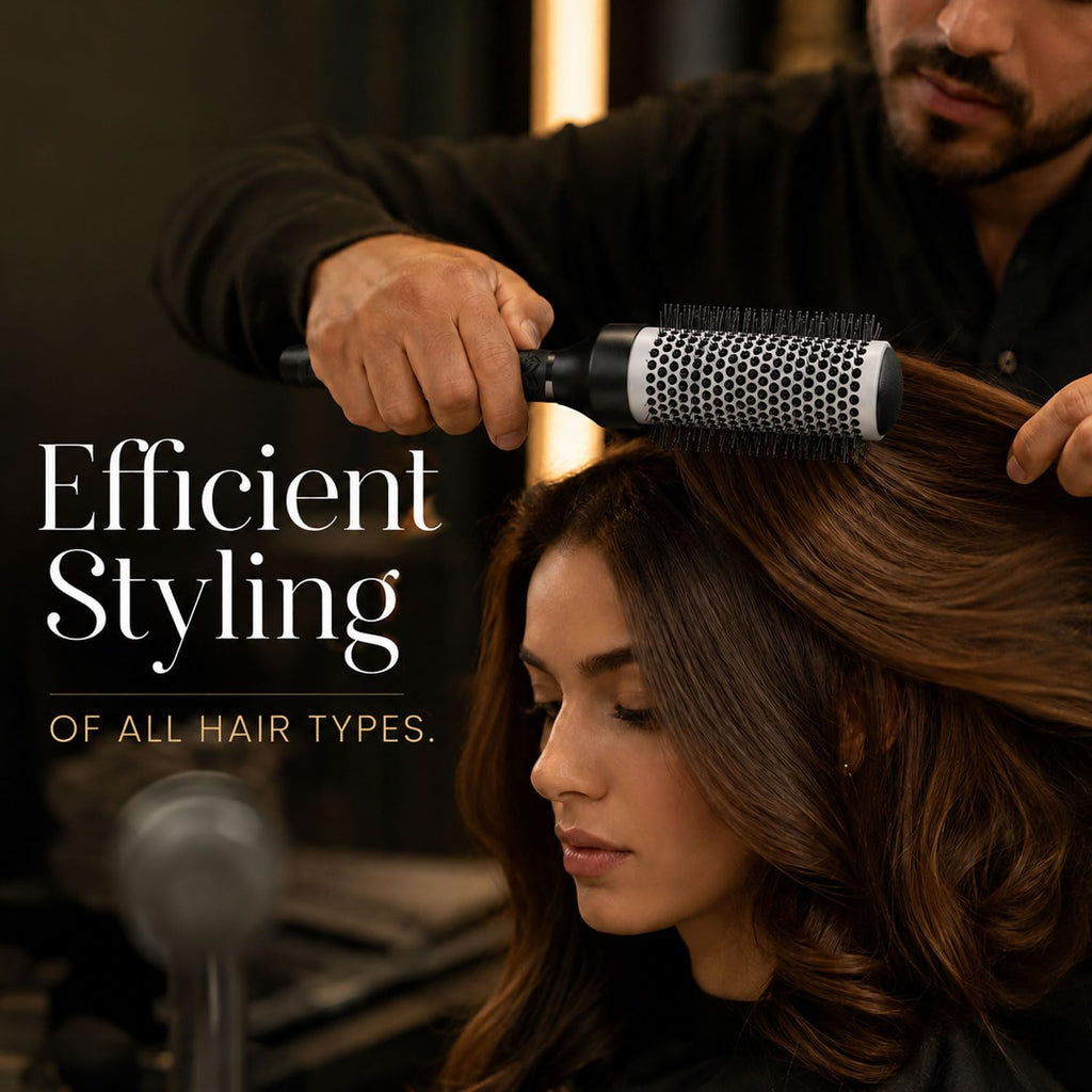 VEGA PROFESSIONAL Ceramix Shine Blow Dry Round Hair Brush 32mm | Hair Styling & Blow Dry Brush for Men & Women | Smooth Ceramic Bristles for Salon & Home Use | Anti-Static Hair Brush (VPPHB-02)