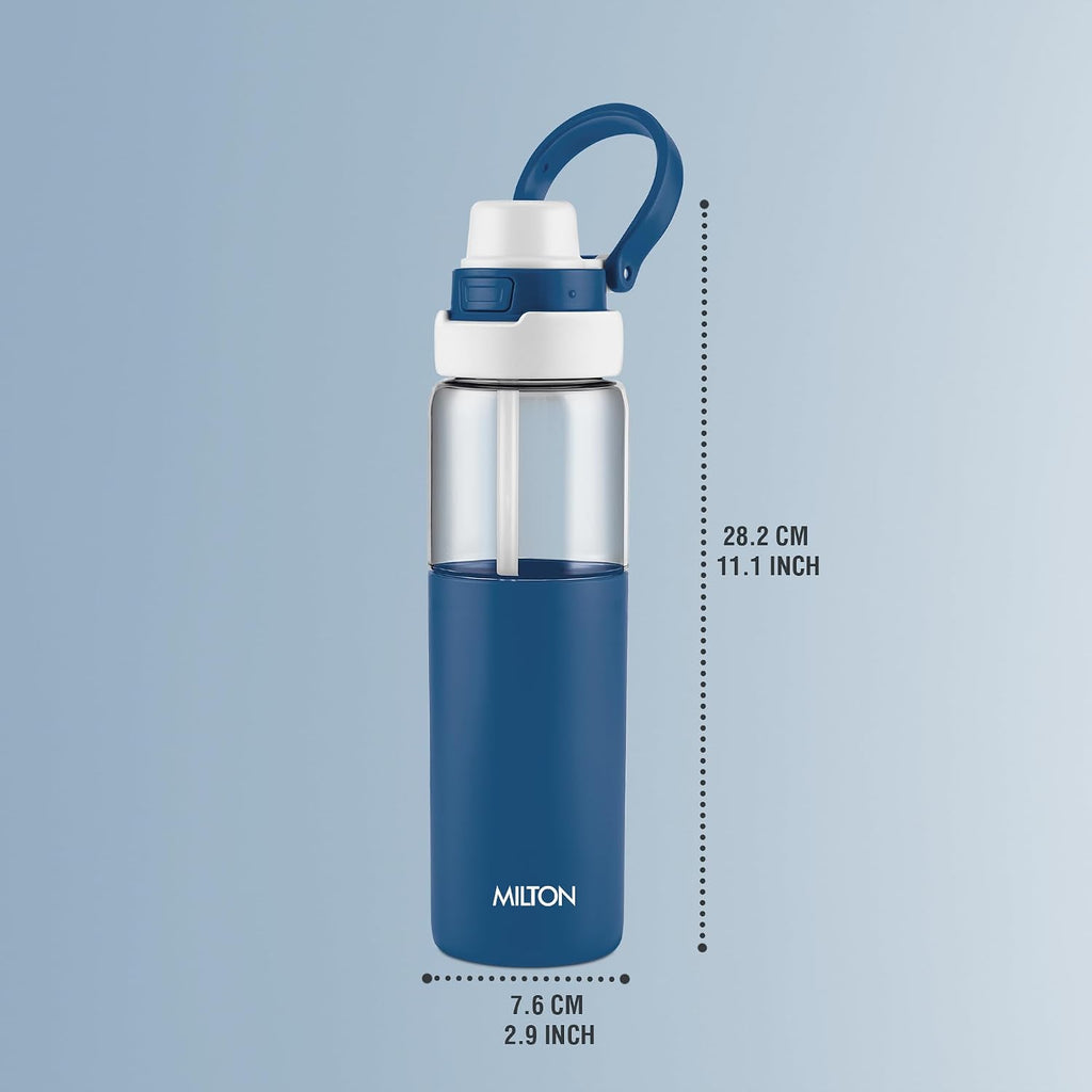 MILTON Navi 800 2-in-1 Lid Sip or Gulp Water Bottle 800 ml | Sturdy Handle I BPA Free| Food-Grade | One-Touch Open | Leak-Proof | Ideal for Office, School, College, Gym, Blue